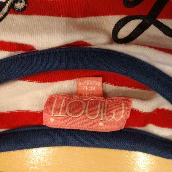 3/20$ 12-18m Minoti red white stripes long sleeves t-shirt with purses - Picture 3 of 5